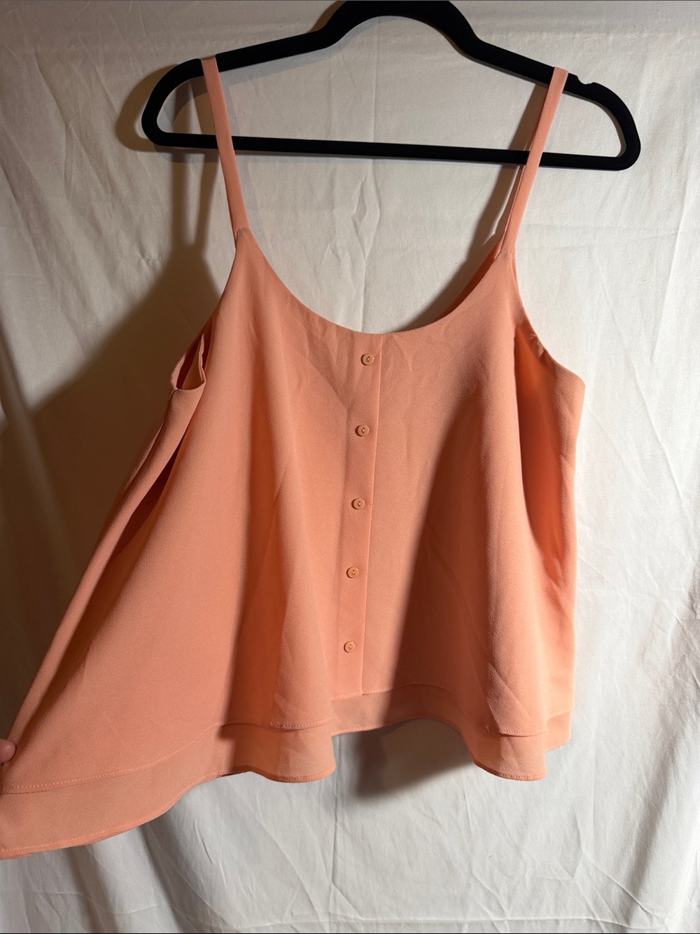Paper Crane Peach Button-Front Spaghetti Strap Cami